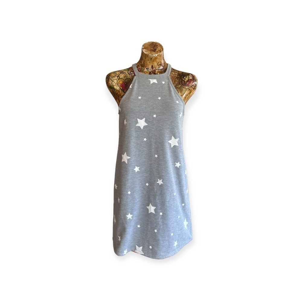 Honey Punch dress sleeveless gray white stars mini medium